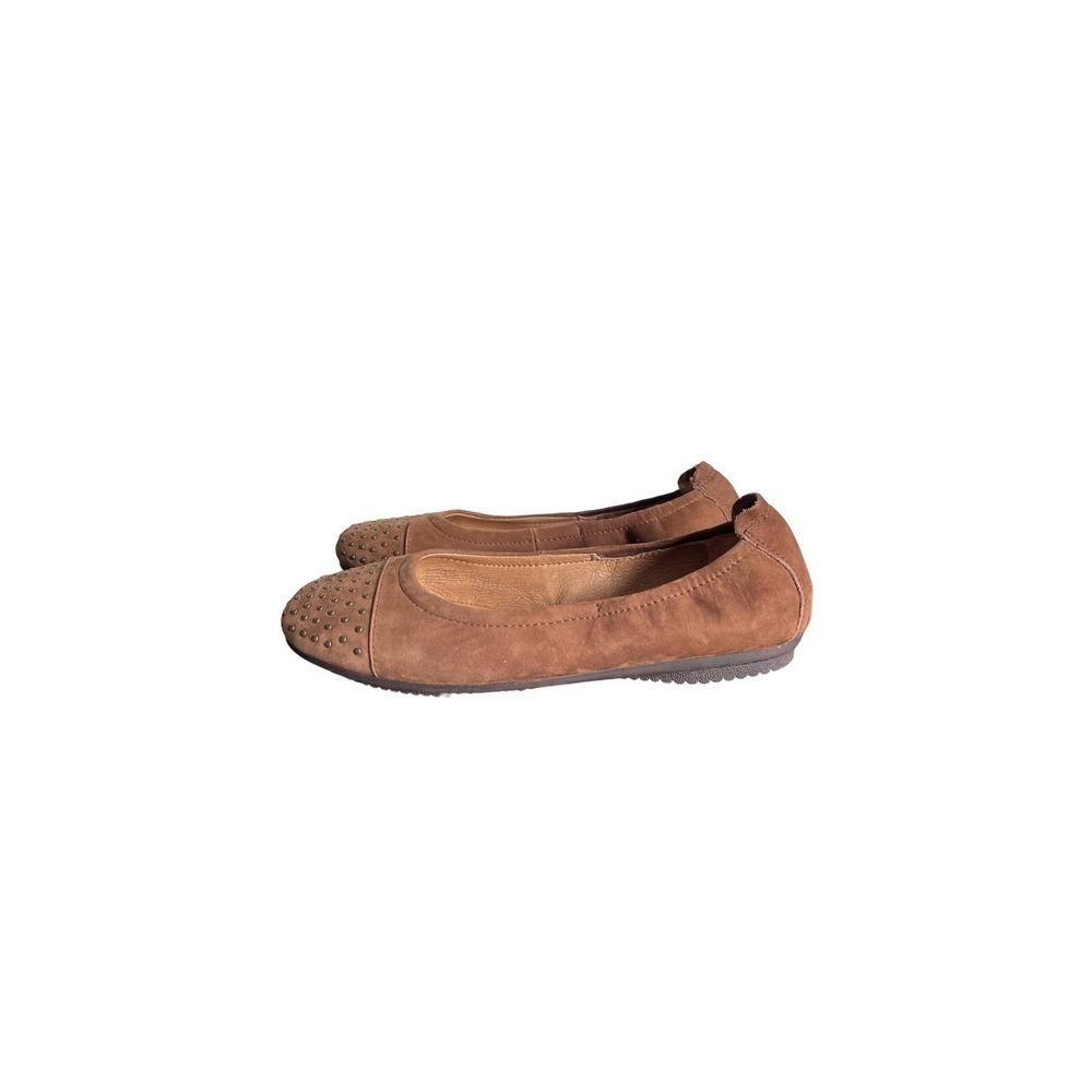 Josef Seibel Pippa Ballet Flats Women 37 6.5 Tan Suede Studded Round Toe Slip On